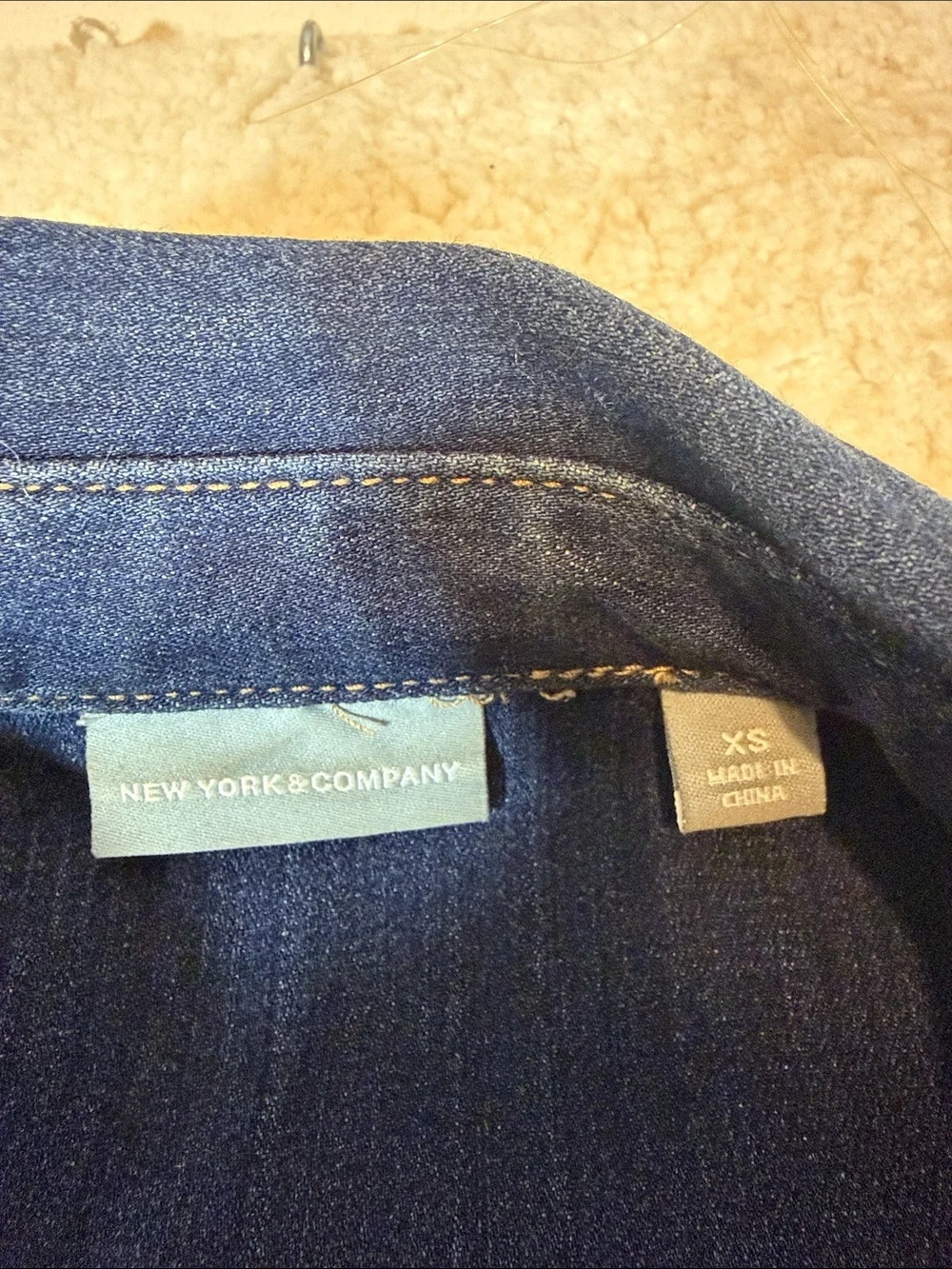 New York & Company Dark Blue Denim Midi Shirt Dress 481